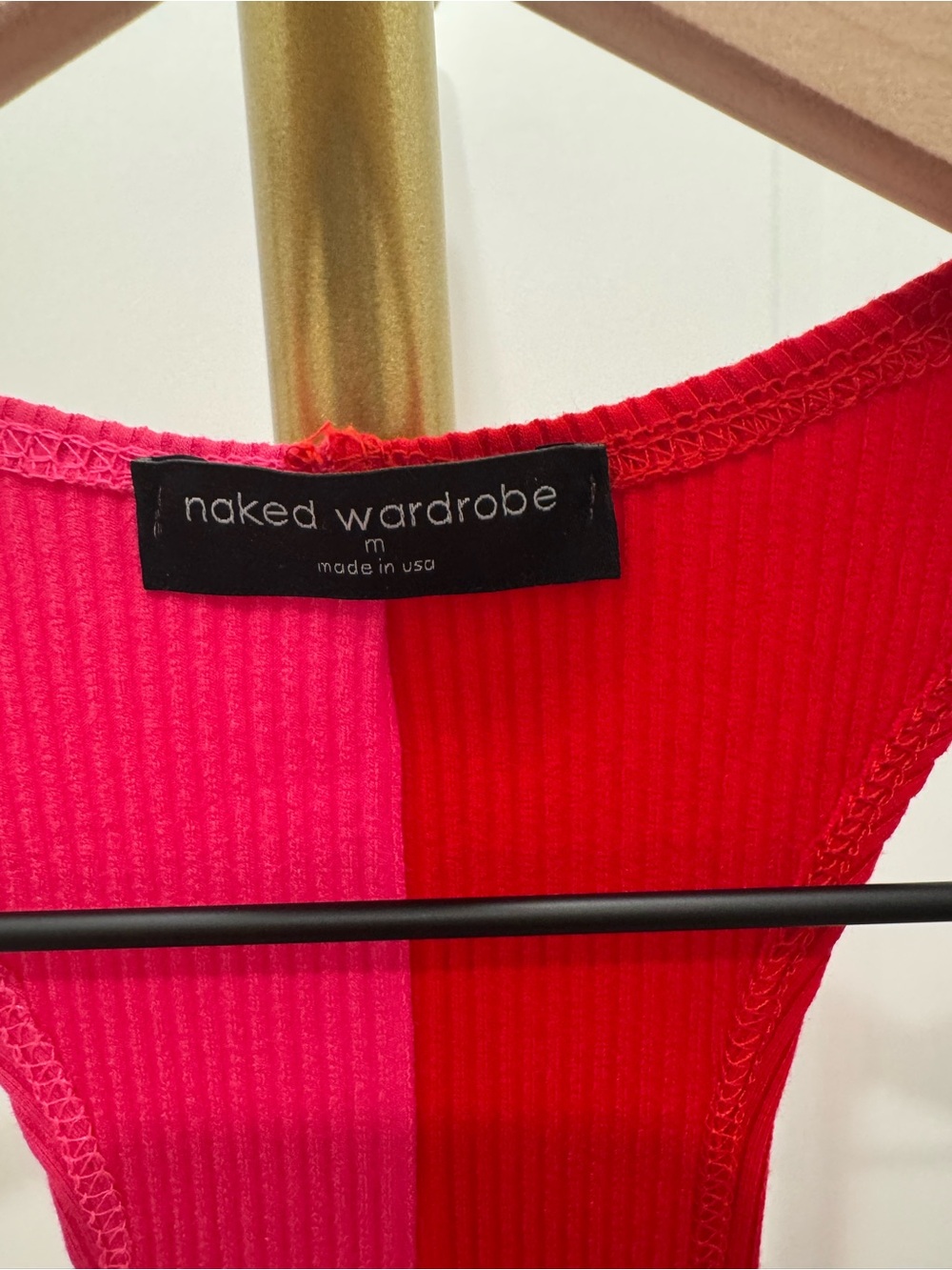 naked wardrobe Pink and Red Ribbed Tank Midi Dress - Picture 4 of 4